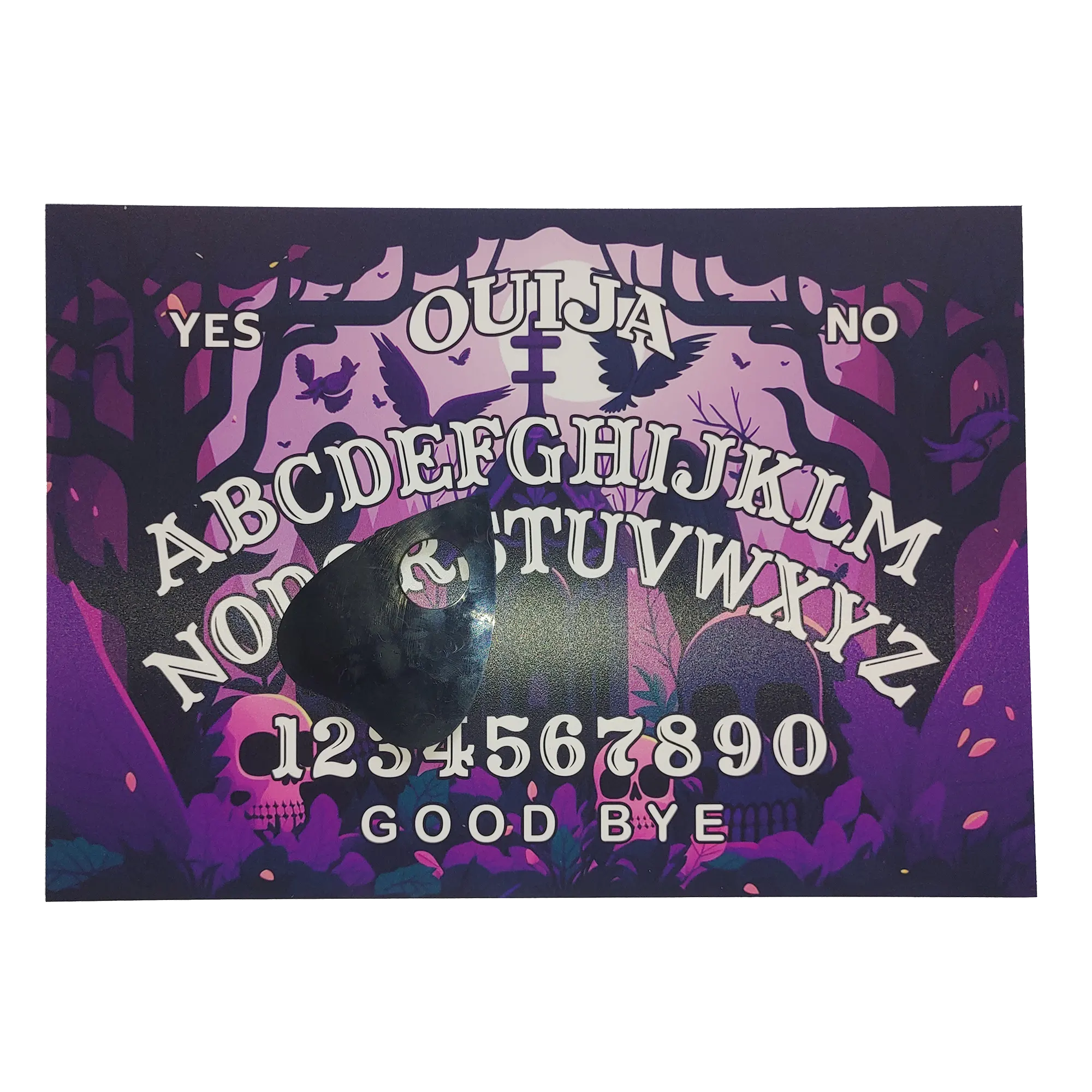 Graveyard Ouija board with planchette for talking to spirits