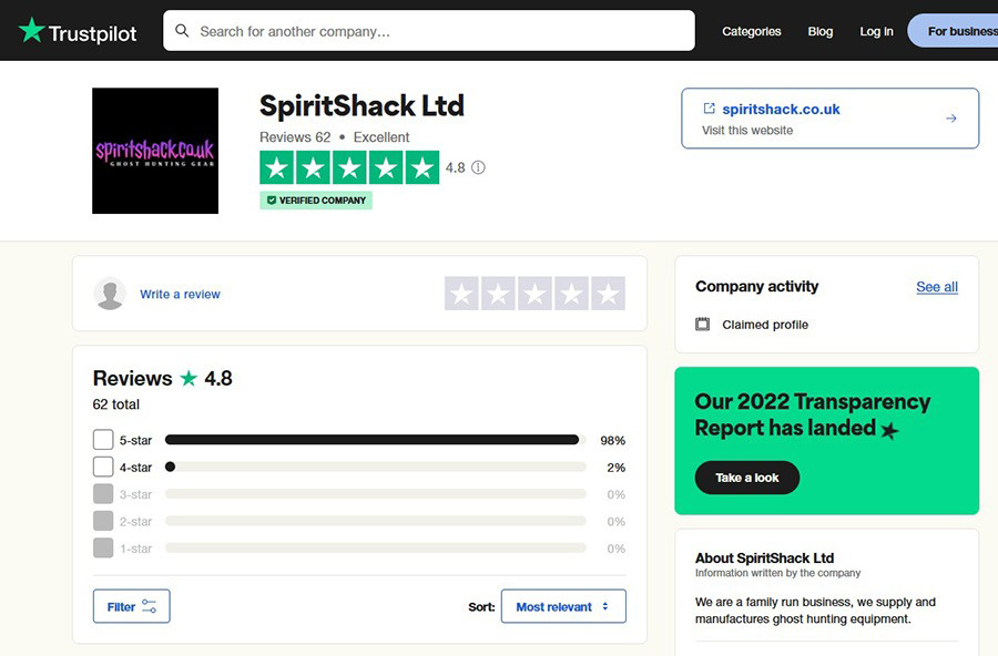 Our Trustpilot customer reviews