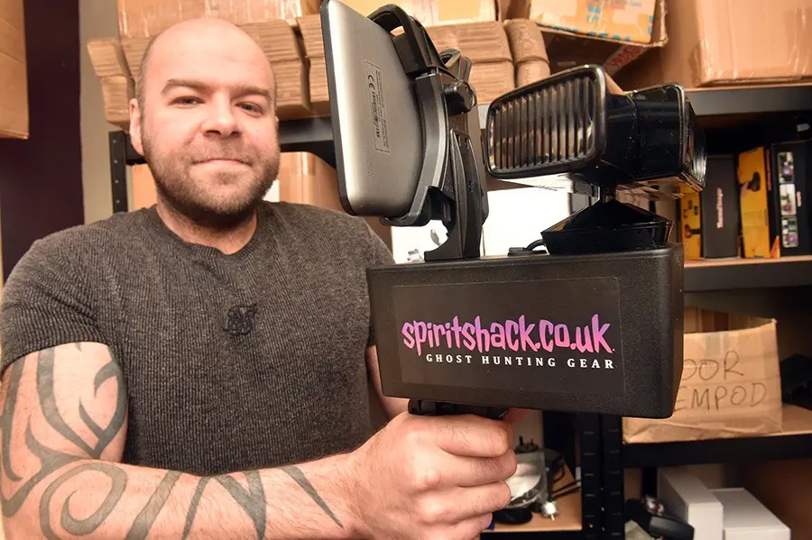 Sam Ashford, holding the portable SLS camera