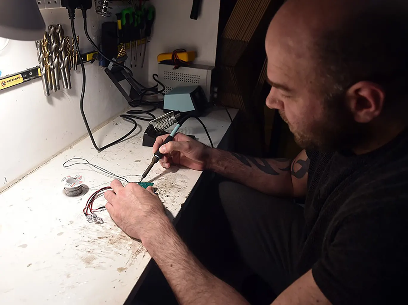 Sam soldering and manufacturing one of our products