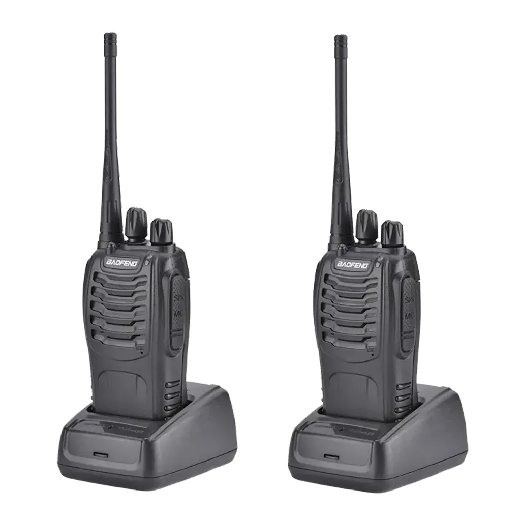 Two walkies-talkies on charge